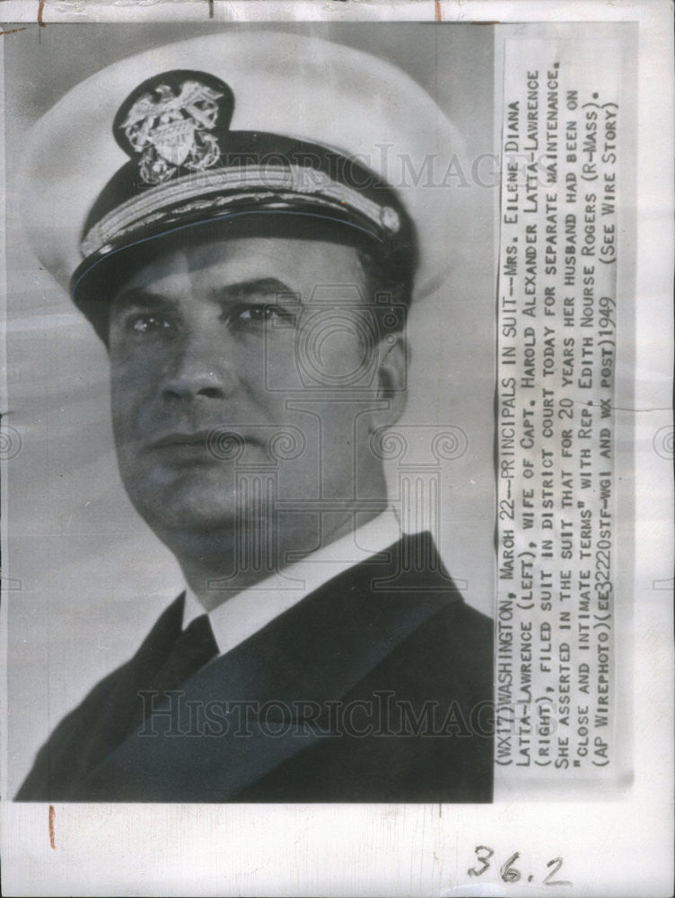 1949 Press Photo Captain Harold Latta-Lawrence Affair Representative Edith - Historic Images