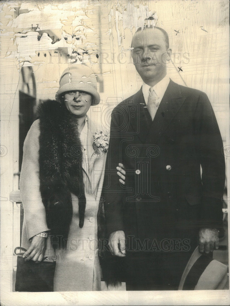 1934 Press Photo Kenneth O&#39;Brien &amp; Wife Returning to New York after Cruise - Historic Images