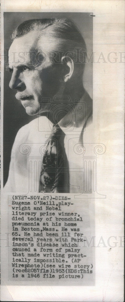 1946 Press Photo Author Eugene O'Neill Dies Nobel Literary Prize Winner - Historic Images