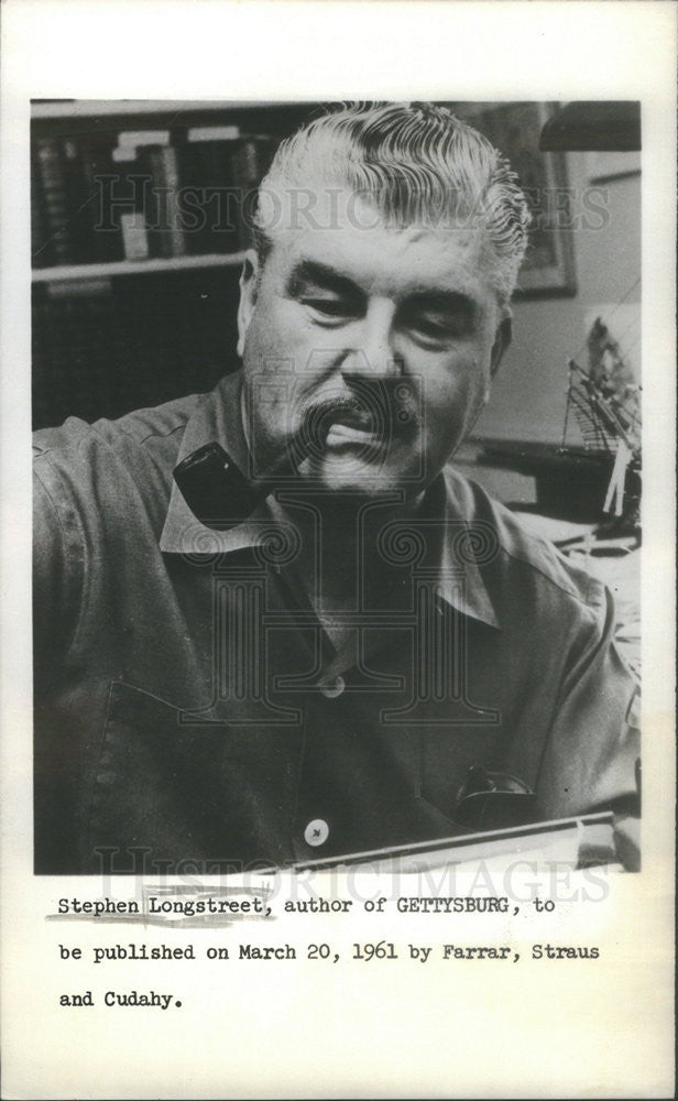 1961 Press Photo Stephen Longstreet Author Gettysburg - Historic Images