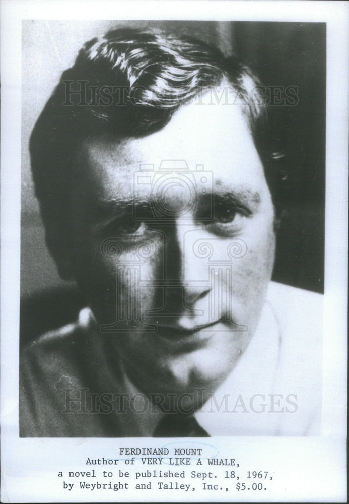 1967 Press Photo Ferdinand Mount Author Novel Very Like A Whale - Historic Images