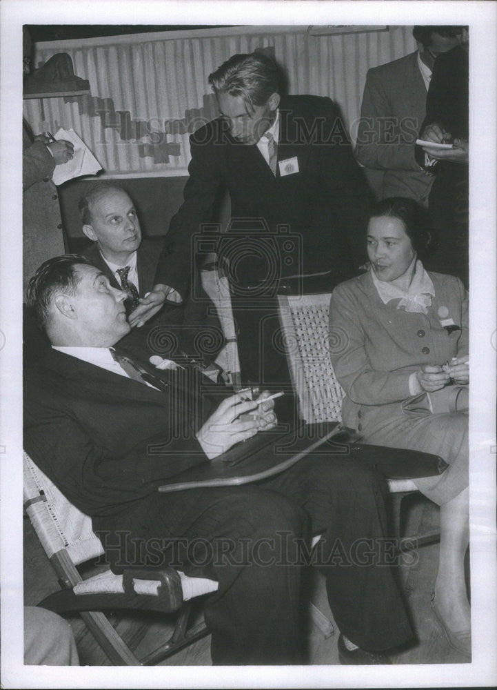 1956 Press Photo Dr Pobedinsky,Dr A Petrov,Bori Kiroff,Dr Anna V Kozlova - Historic Images