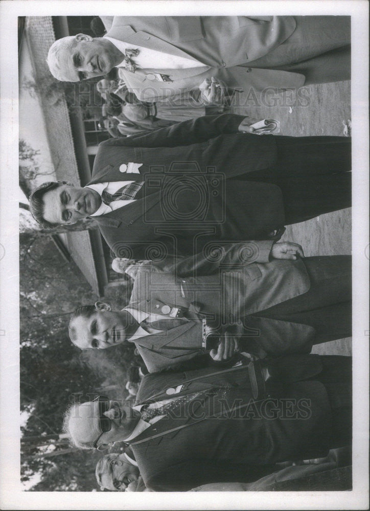 1956 Press Photo Drs. Valentin A. Petrov, Paul Abersold, Michael Pobedinsky &amp; L. - Historic Images