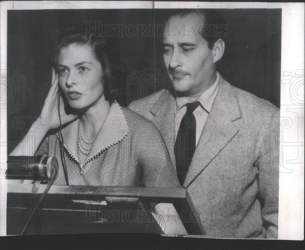 1951 Press Photo Actress  Ingrid Bergman and husband Roberto Rossellini,director - Historic Images