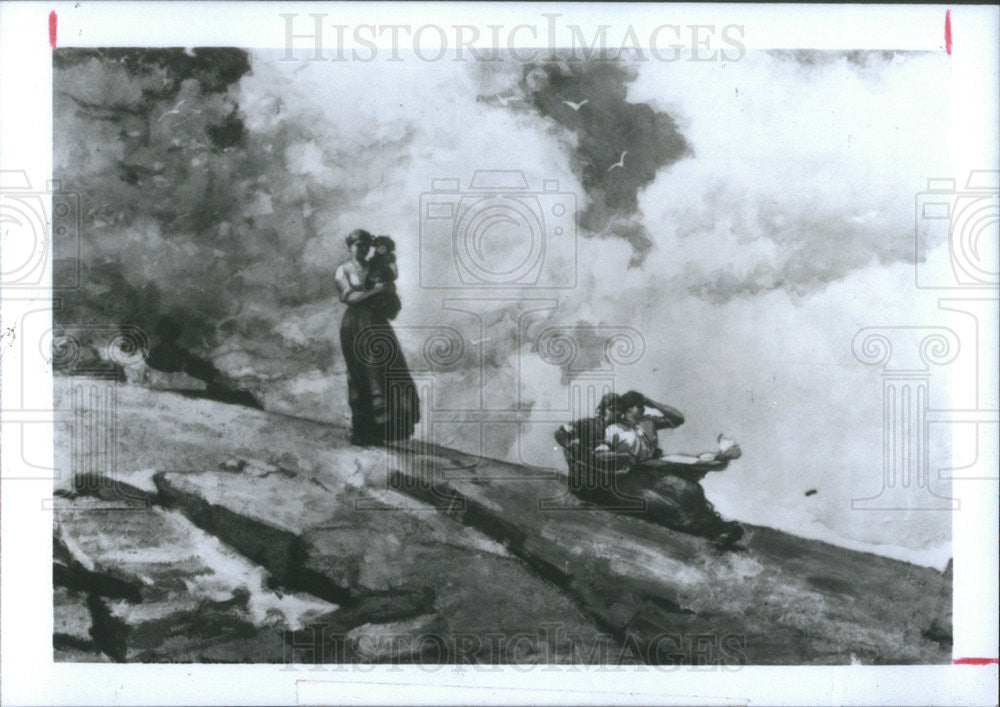 1990 Press Photo Watching From The Cliffs By Winslow Homer - Historic Images