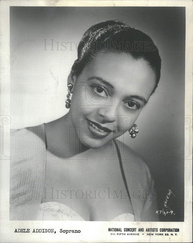 1958 Press Photo Adele Addison Soprano - Historic Images