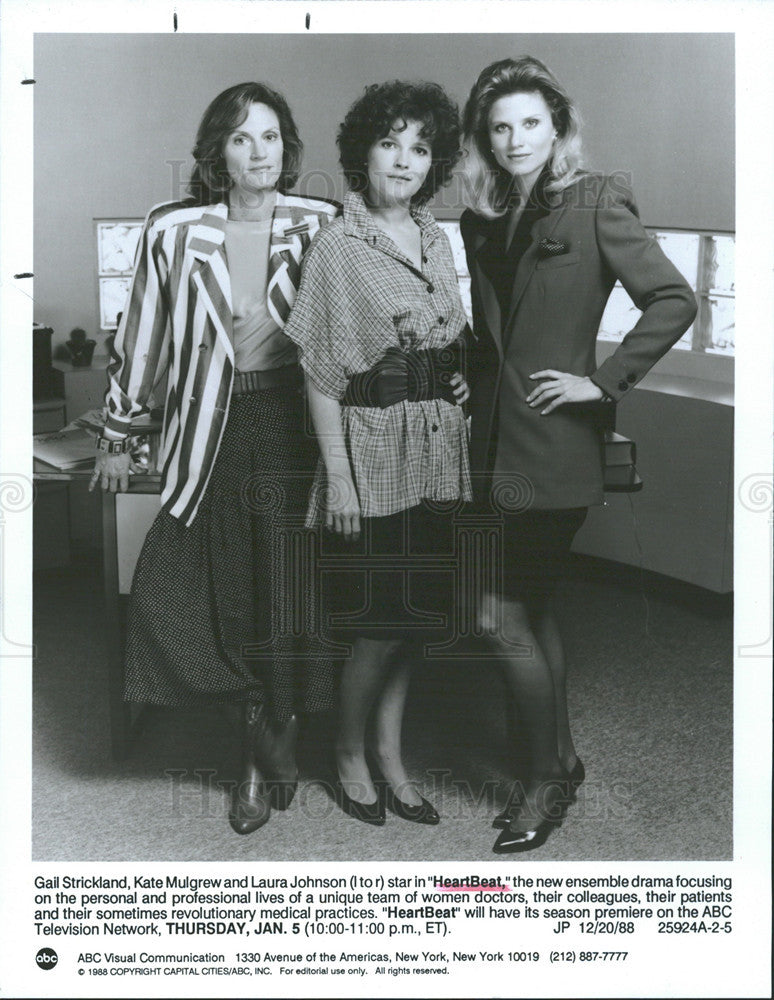 1989 Press Photo Gail Strickland, Kate Mulgrew, Laura Johnson in "HeartBeat" - Historic Images