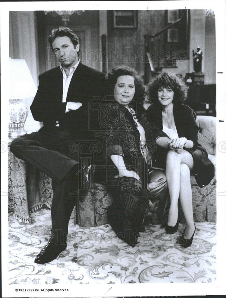 1992 Press Photo John Ritter, Conchata Ferrell, Julie Cobb in &quot;Hearts Afire&quot; - Historic Images