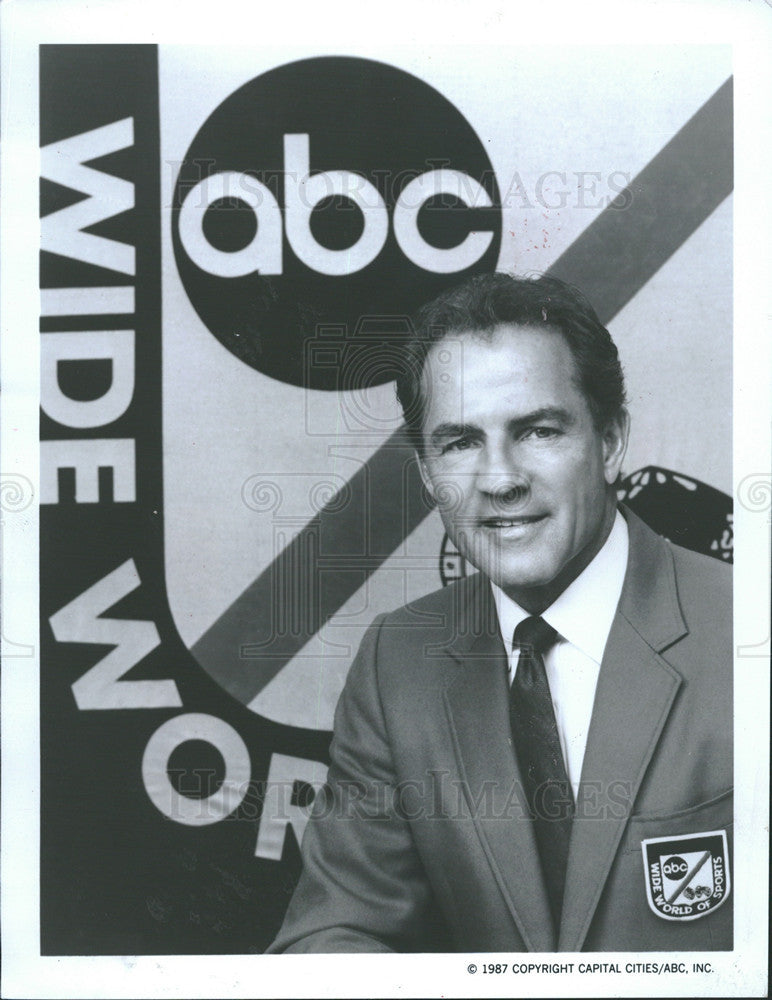 1987 Press Photo Frank Gifford, "ABC's Wide World of Sports" - Historic Images
