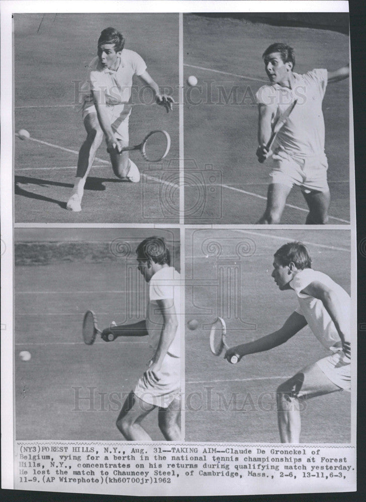 1962 Press Photo Claude De Gronckel, National Tennis Championships - Historic Images