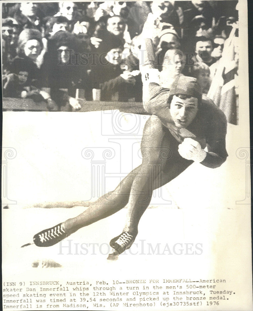 1976 Press Photo Dan Immerfall American Skater Took Bronze Medal at Olympics - Historic Images