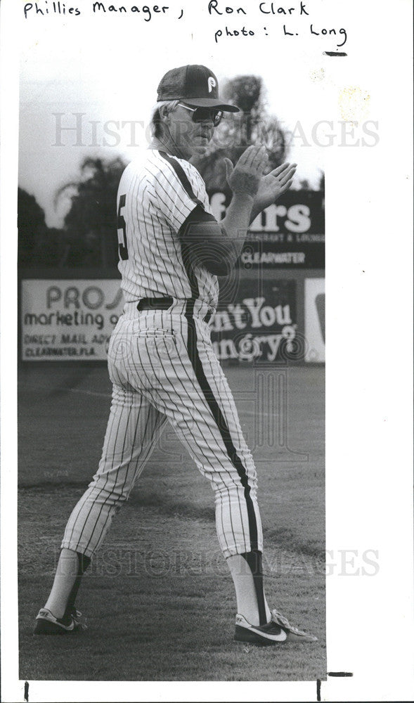 1986 Press Photo Ron Clark Clearwater Phillies Manager - Historic Images