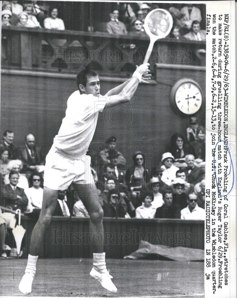 1963 Press Photo Frank Froehling Roger Taylor Wimbledon Quarterfinal - Historic Images