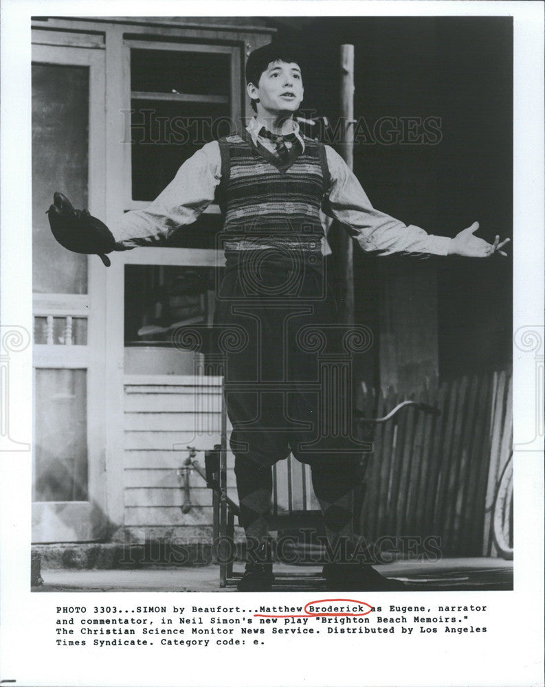 Undated Press Photo Matthew Broderick American Film Television Stage Actor - Historic Images