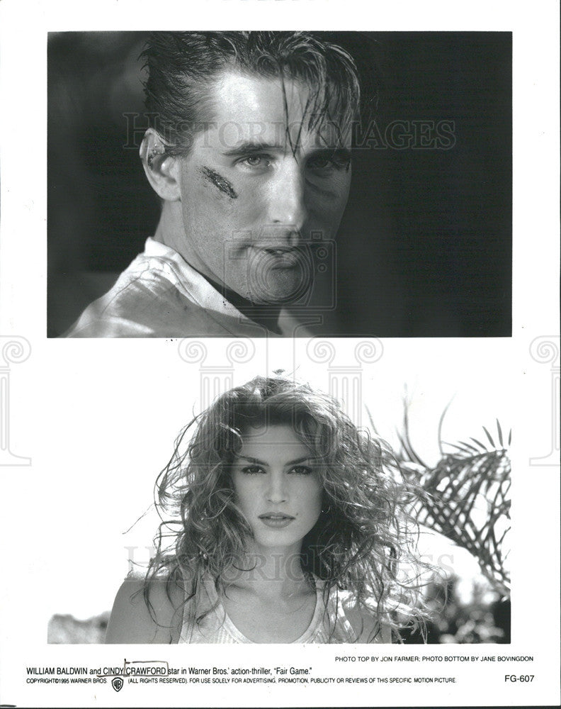 1995 Press Photo William Baldwin and Cindy Crawford star in &quot;Fair Game&quot; - Historic Images