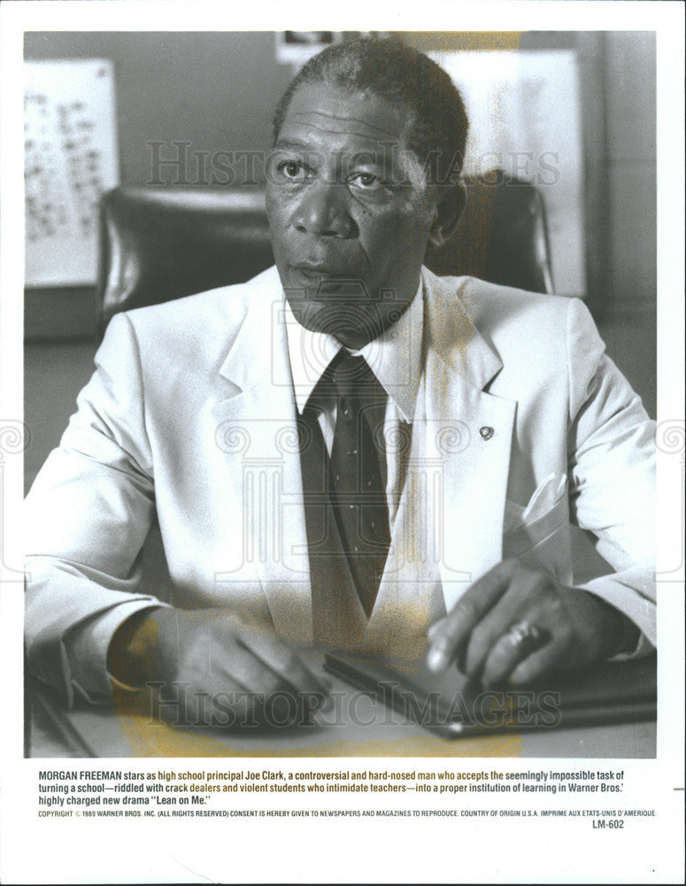 1989 Press Photo Morgan Freeman stars in &quot;Lean on Me&quot; - Historic Images