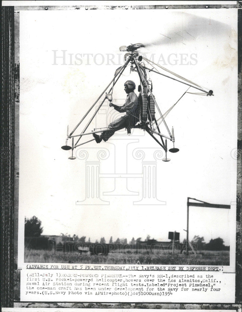 1954 Press Photo Navy&#39;s RH-1 first U.S. rocket-powered helicopter. - Historic Images