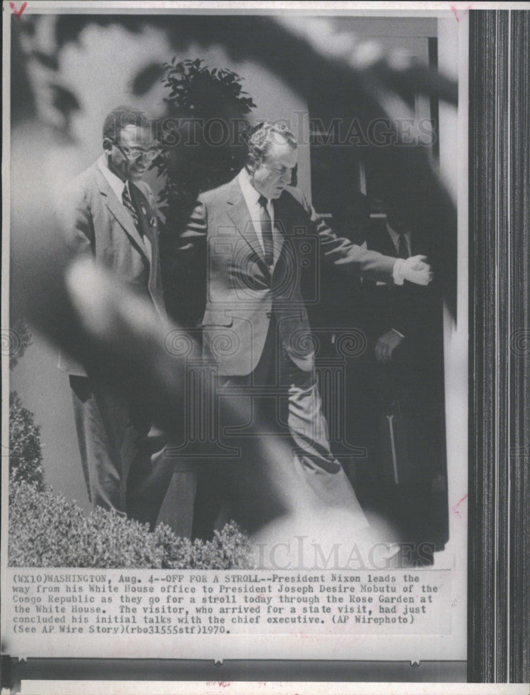 1970 Press Photo President Nixon &amp; President Joseph Desire Nobutu, Congo - Historic Images