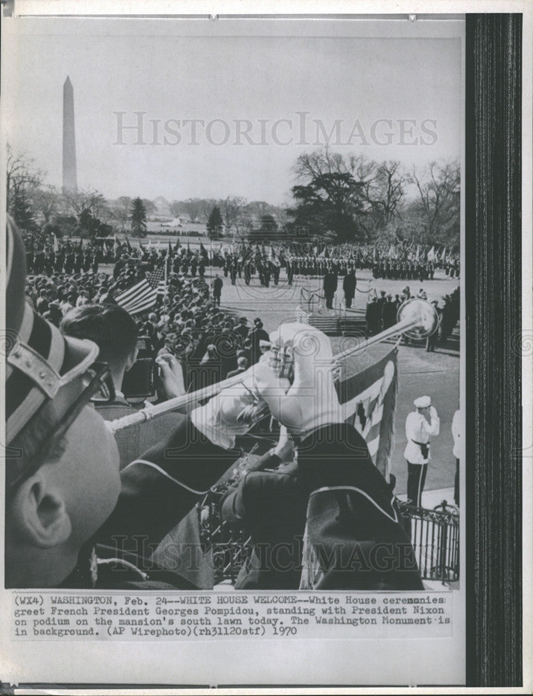 1970 Press Photo White House Greet French President Georges Pompidou Pres Nixon - Historic Images