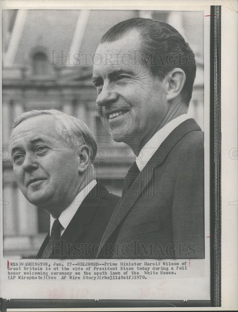 1970 Press Photo Prime Minister Harold Wilson Great Britain and Pres Nixon - Historic Images