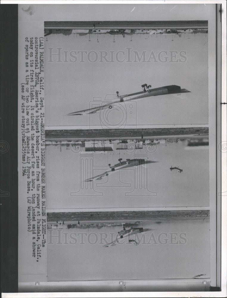 1964 Press Photo XB70A America's Biggest Bomber 1st Flight Edwards AirForce Base - Historic Images