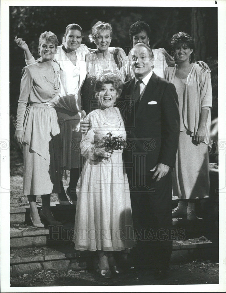 1986 Press Photo Cloris Leachman Charlotte Rae Lisa Whelchel Mindy Cohn Kim - Historic Images