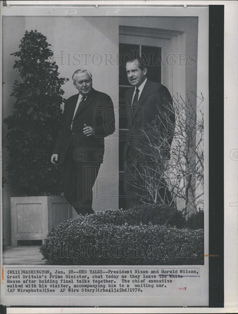 1970 Press Photo President Nixon and British Prime Minister Harold Wilson - Historic Images