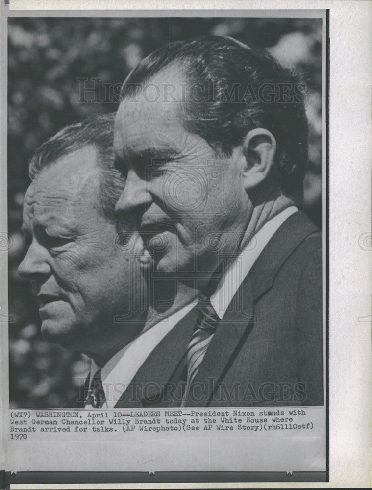 1970 Press Photo President Nixon and West German Chancellor Willy Brandt - Historic Images