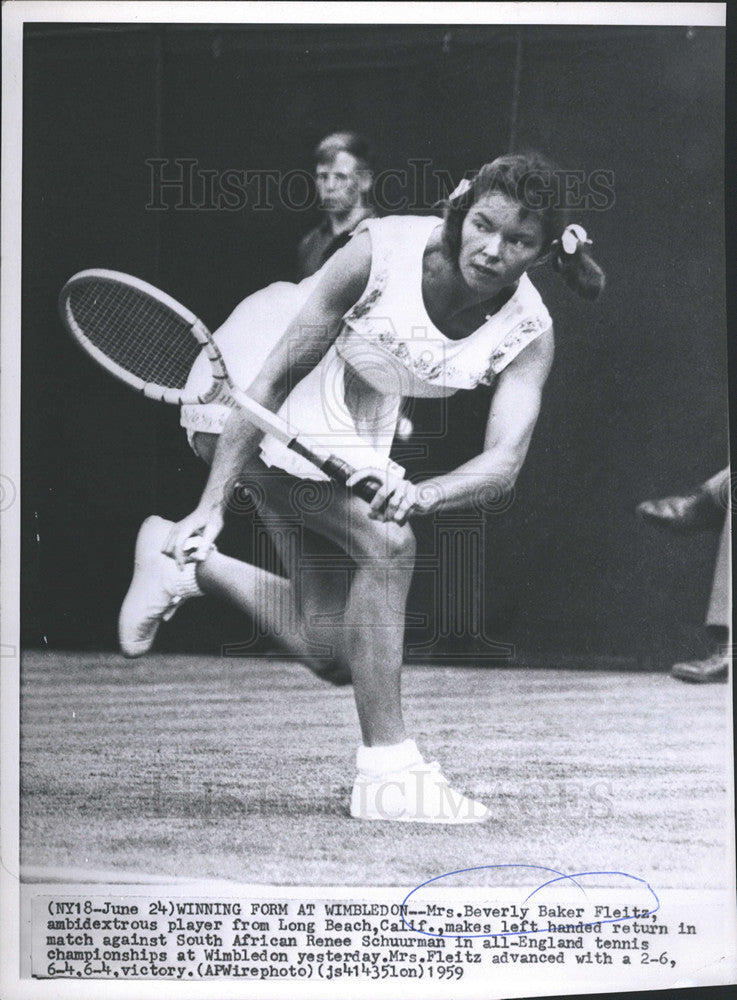 1959 Press Photo Mrs. Beverly baker fieta tennis - Historic Images