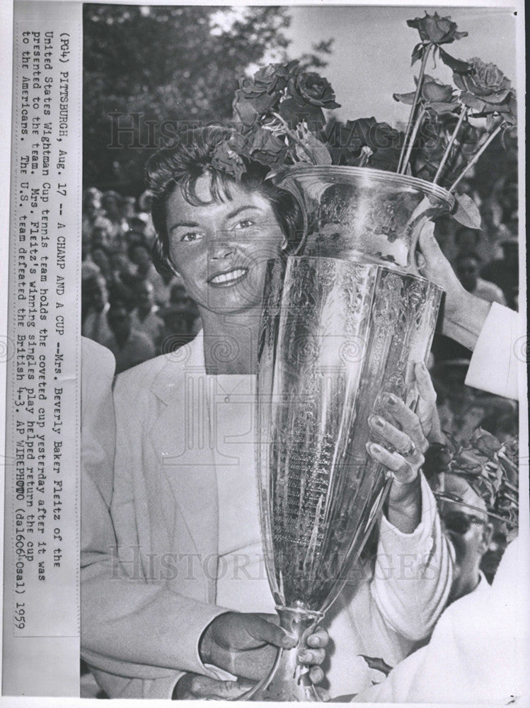 1959 Press Photo Beverly Baker Fleitz, United States Wightman Cup Tennis Team - Historic Images