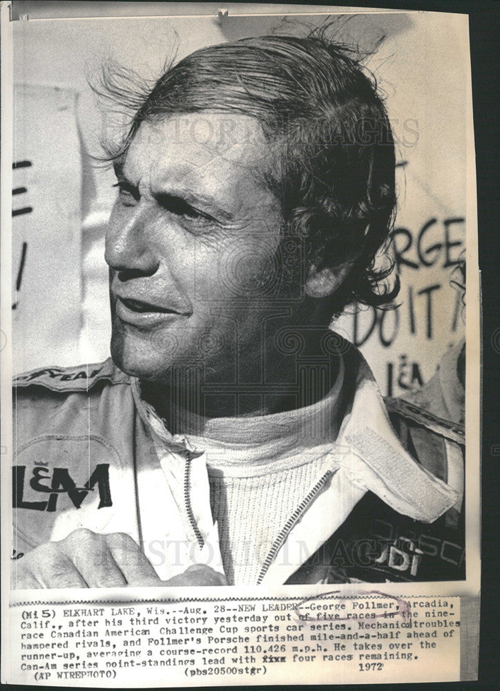 1972 Press Photo George Palmer after Third Victory in Canadian American Races - Historic Images