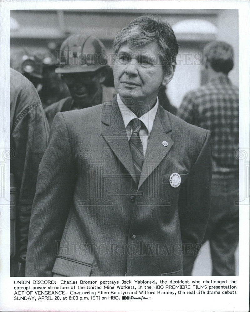 1986 Press Photo Charles Bronson as Jack Yablonski in &quot;Act of Vengeance&quot; - Historic Images