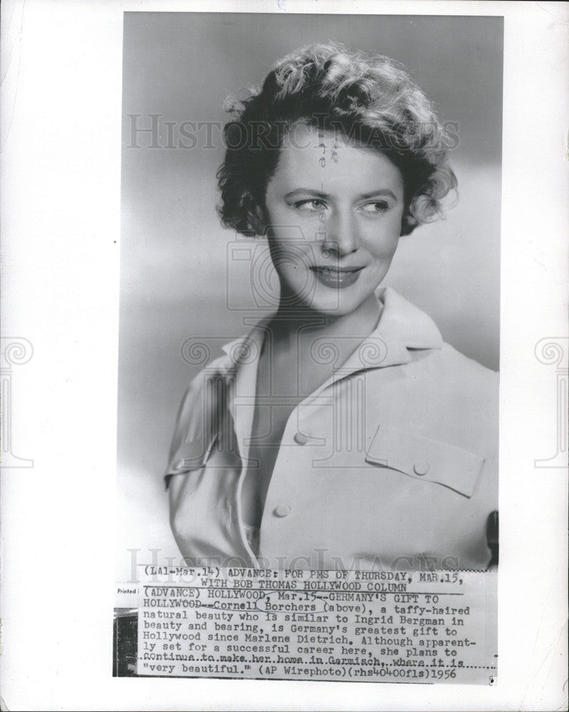 1956 Press Photo German Actress Cornell Borchers Arrival To Hollywood Publicity - Historic Images