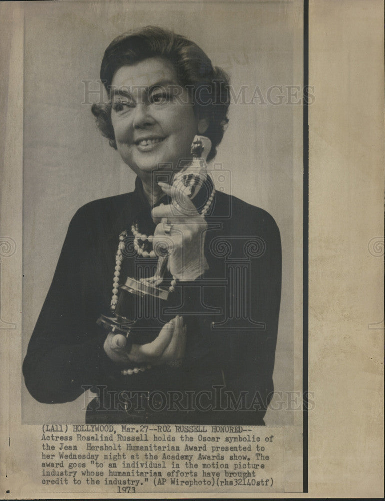 1973 Press Photo Actress Rosalind Russell - Historic Images