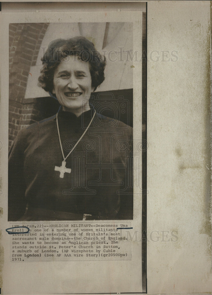 1971 Press Photo Deaconess Una Kroll Desires Become Anglican Priest England - Historic Images