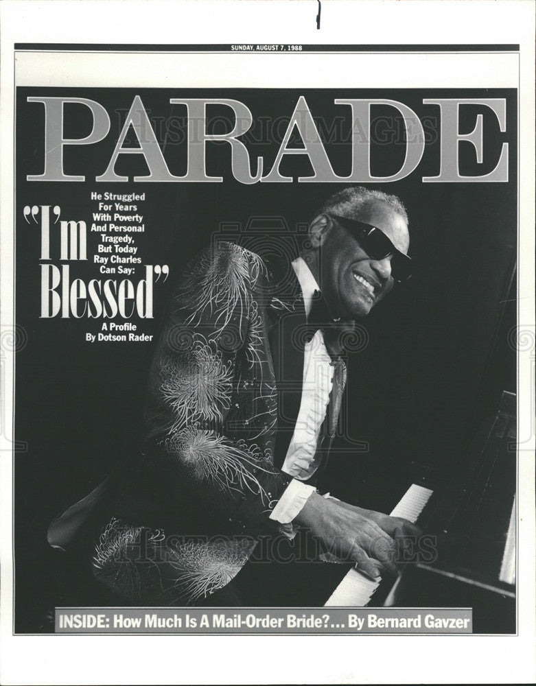 1988 Press Photo Musician Ray Charles - Historic Images