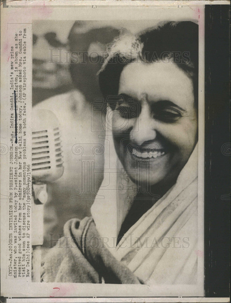 1966 Press Photo Mrs. Indira Gandhi India Prime Minister New Delhi - Historic Images