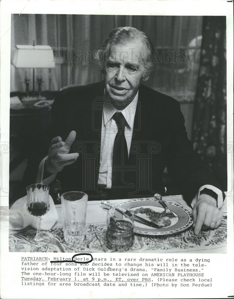 1982 Press Photo Milton Berle in &quot;Family Business&quot; - Historic Images