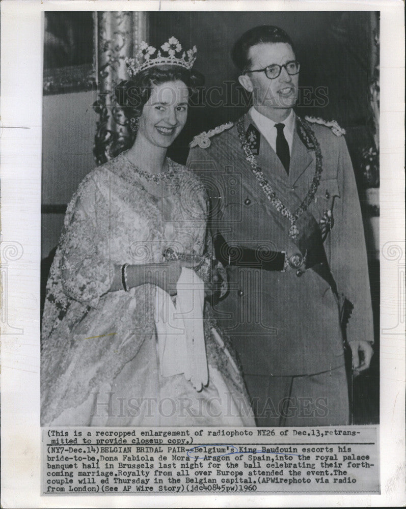 1960 Press Photo Belgium King Baudouin Future Wife Dona Fabiola de Mora y Aragon - Historic Images