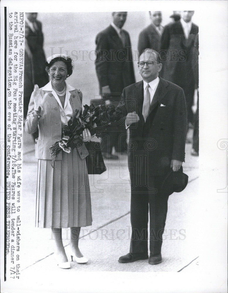 Press Photo French Premier Edgar Faure And His Wife - Historic Images