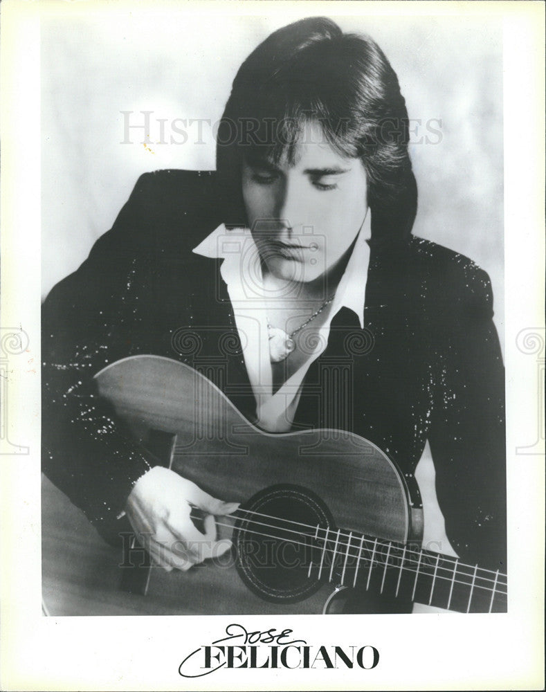 1985 Press Photo Singer Songwriter Jose Feliciano Puerto Rico Feliz Navidad - Historic Images