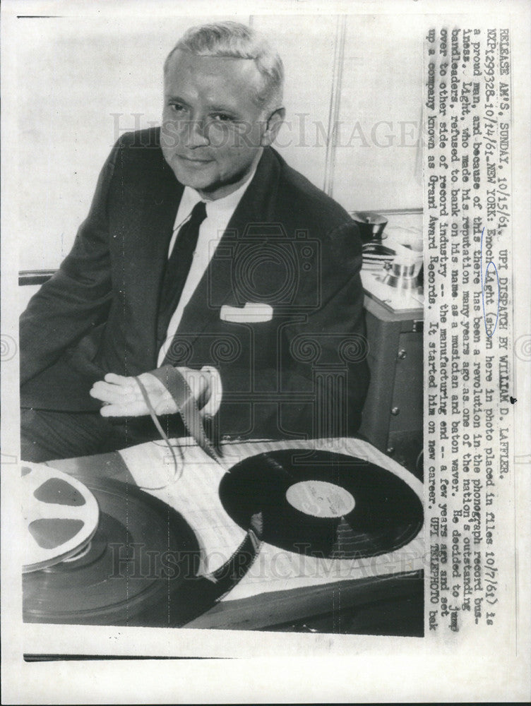 1961 Press Photo Enoch Light Classical Violinist Bandleader - Historic Images