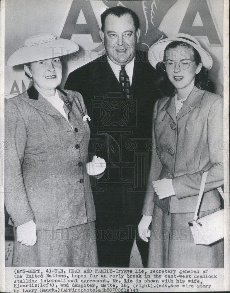 1947 Press Photo Trygve Lie, Secretary General of the United Nations - Historic Images