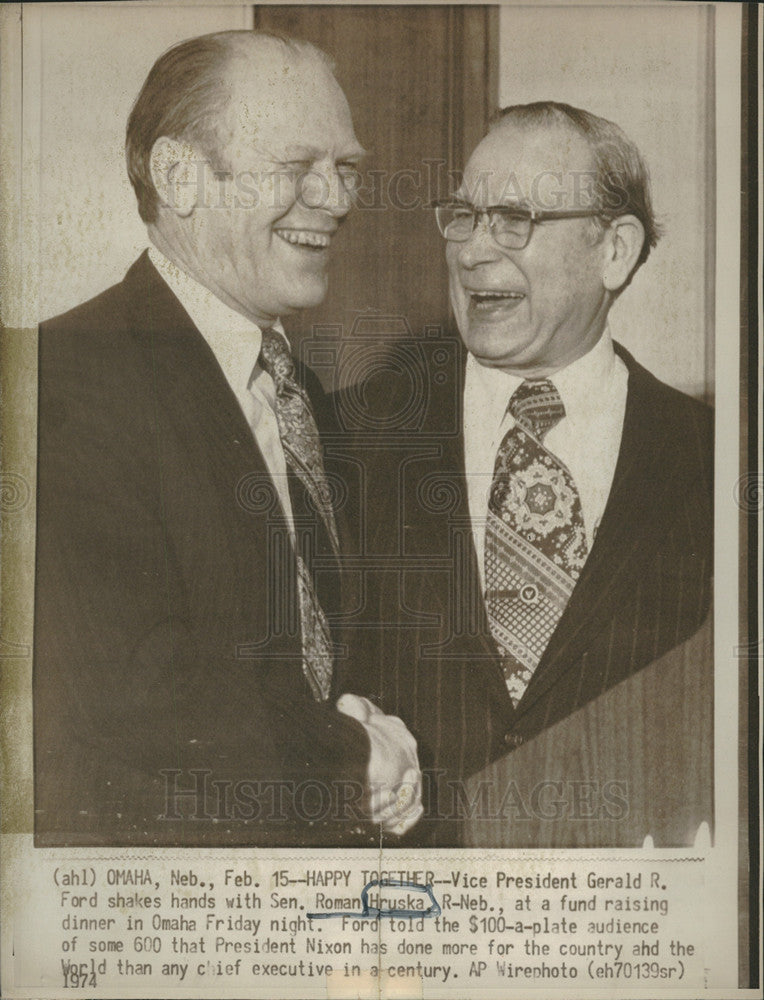 1974 Press Photo sen. roman hruska vice president Gerald Ford - Historic Images