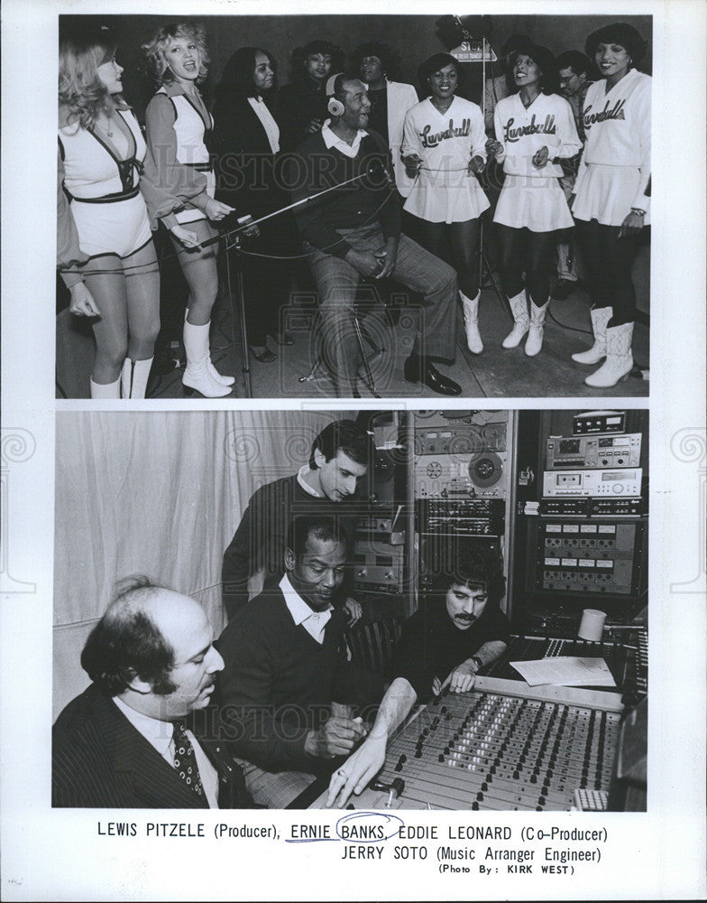 1981 Press Photo Lewis Pitzele Ernie Banks Eddie Leonard Jerry Soto - Historic Images