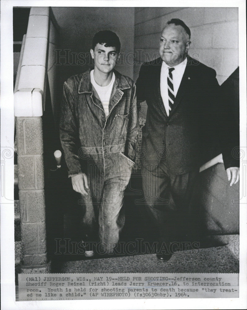 1964 Press Photo Jerry Krueger Crime Murder Jefferson Wisconsin Shooting - Historic Images