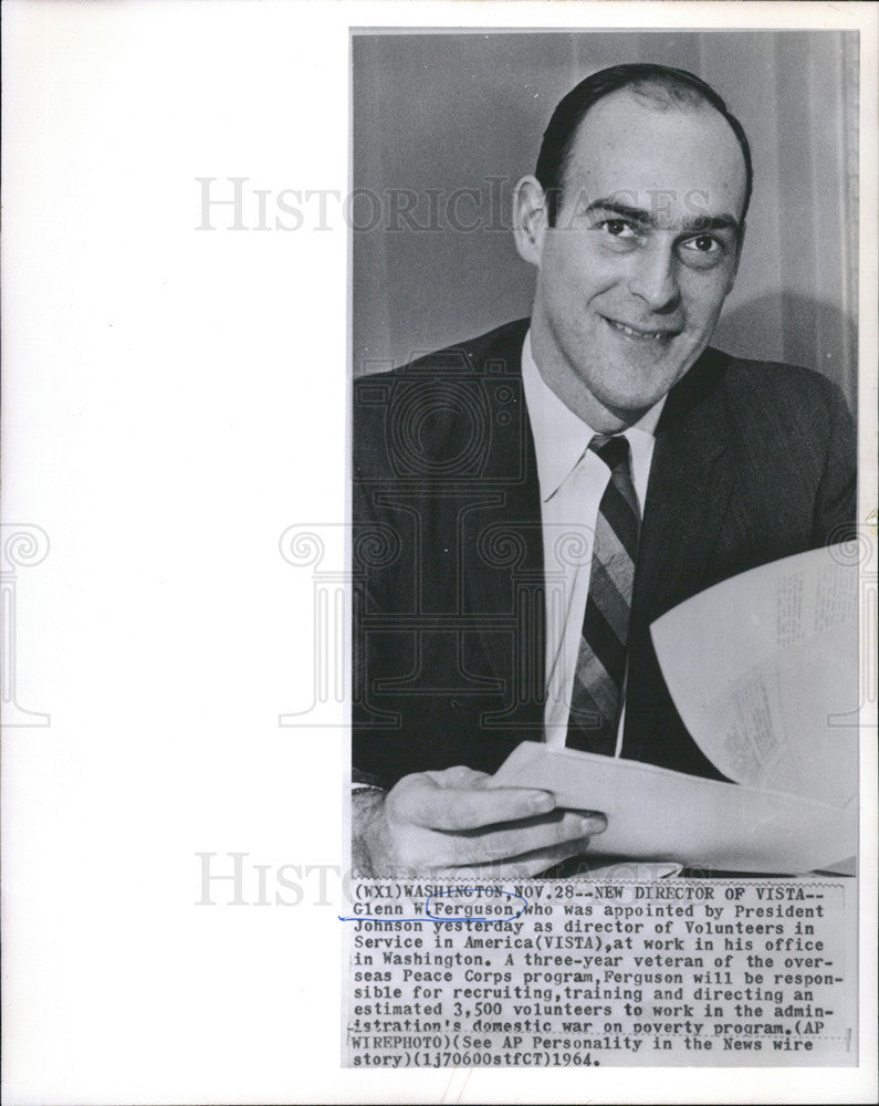 1964 Press Photo Glenn Ferguson, Director of Volunteers in Service in America - Historic Images