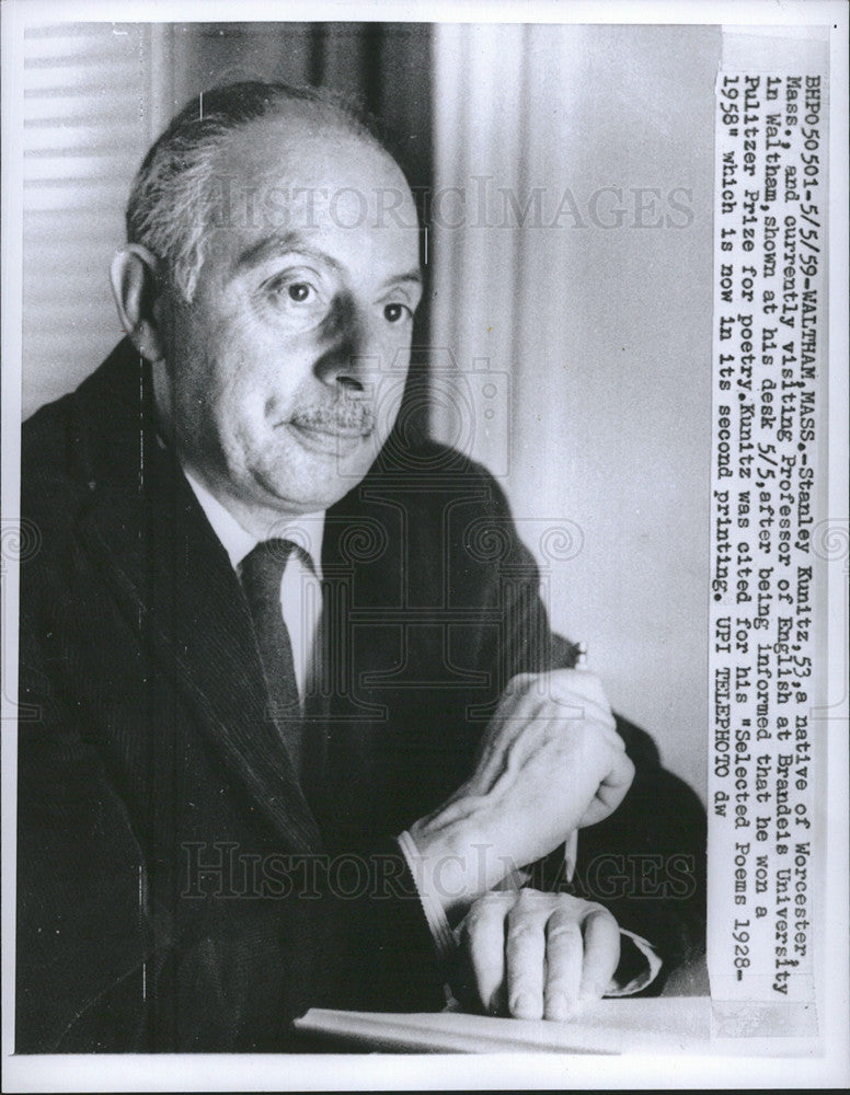 1959 Press Photo Stanley Kunitz/English Professor/Pulitzer Prize/Poetry - Historic Images