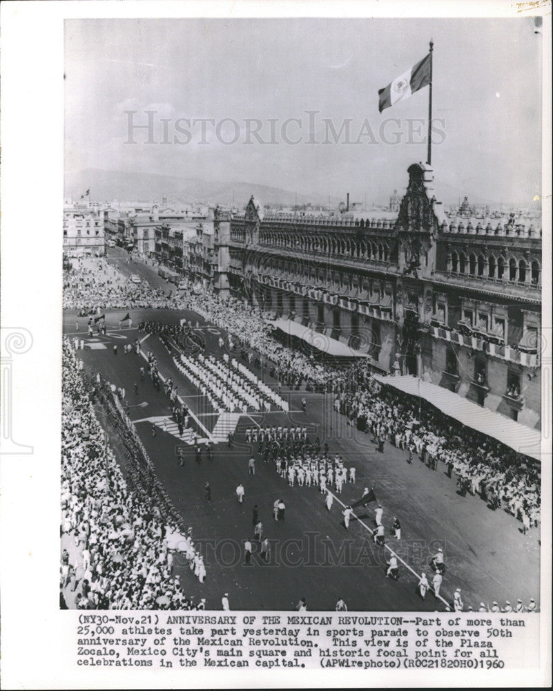 1960 Press Photo Sports Parade Honors 50th Anniversary Of Mexican Revolution - Historic Images