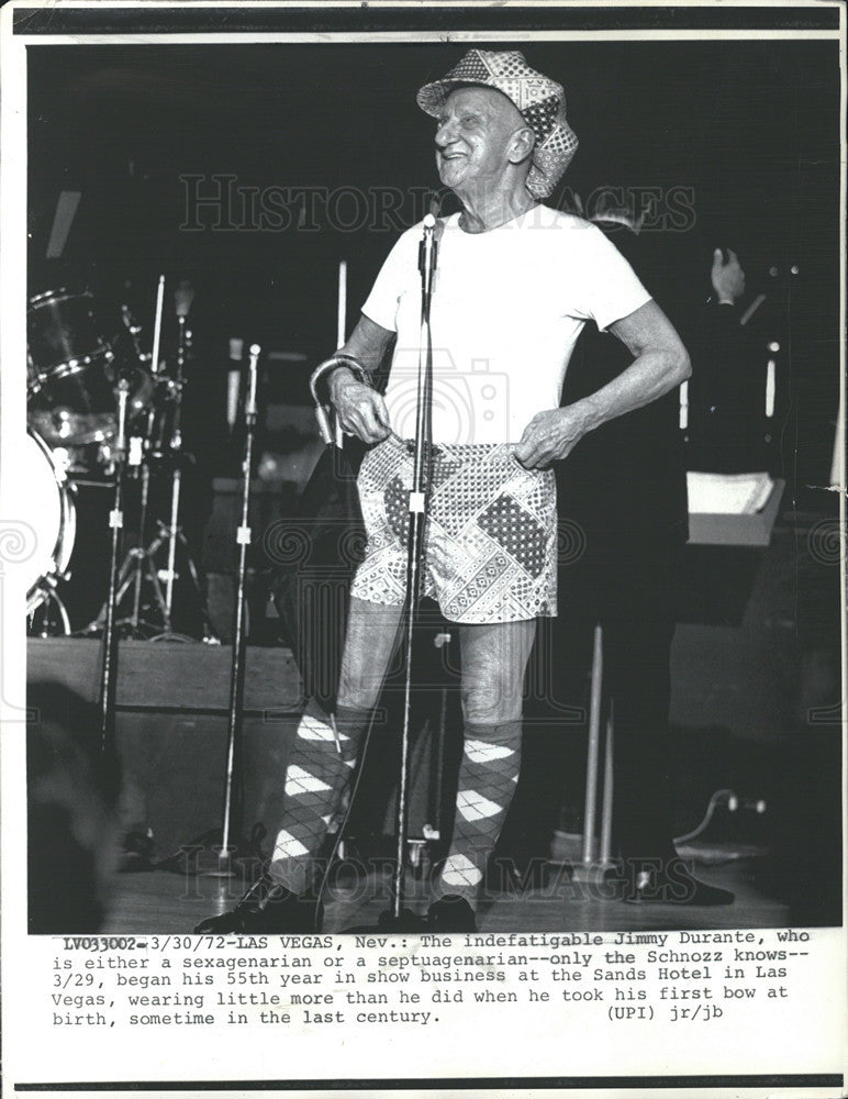 1972 Press Photo Jimmy Durante/Italian American/Singer/Pianist/Comedian/Actor - Historic Images